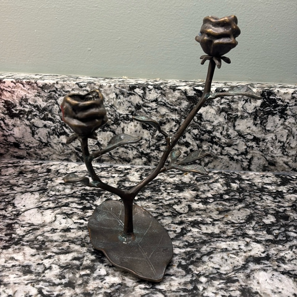 Bronze Rose candle holder